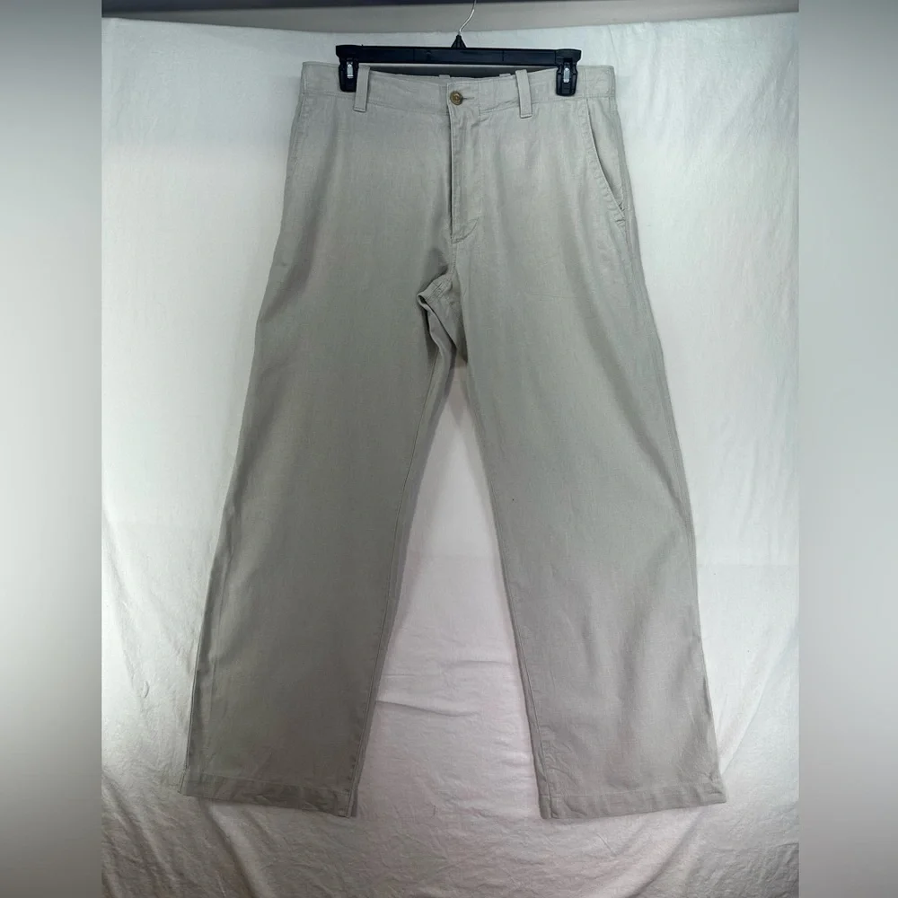 Banana Republic Pants Tan Linen Blend Zipper Drawstring Chino Mens 35x32 (35x31)